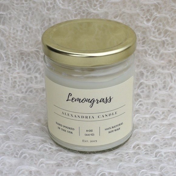 Lemongrass Soy Wax Candle 8oz - Picture 2 of 5